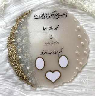 استند اثر انگشت رزینی کریستالی با مروارید - مدل1